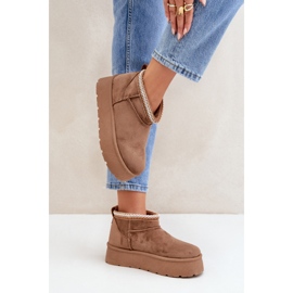 PG2 Botas de nieve con plataforma y bordado decorativo. marrón 5