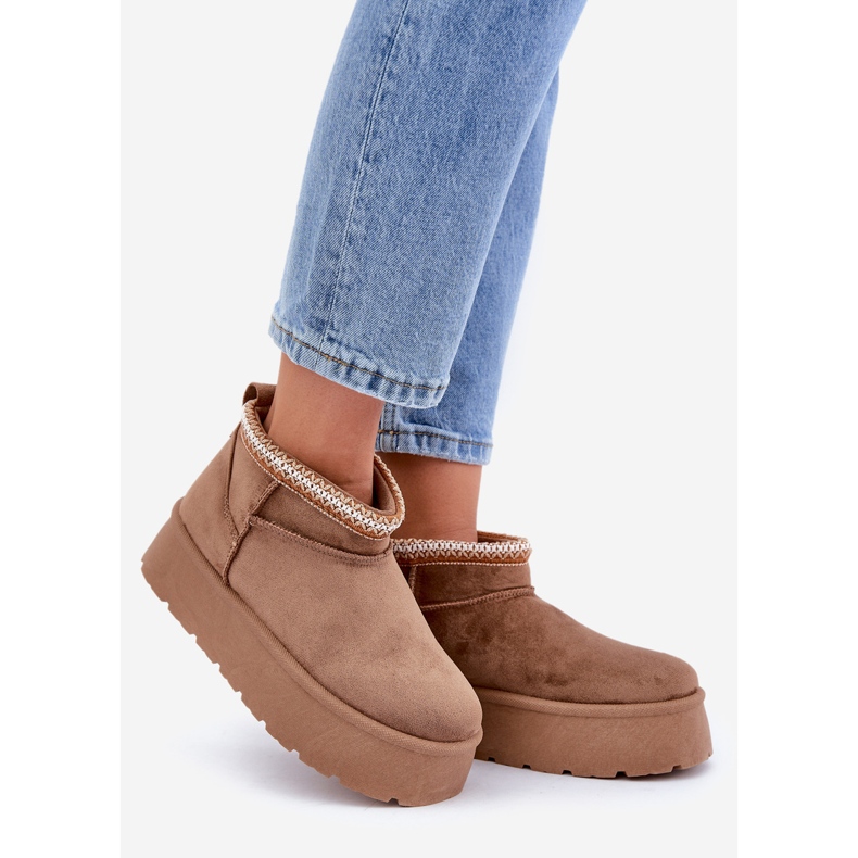 PG2 Botas de nieve con plataforma y bordado decorativo. marrón 1