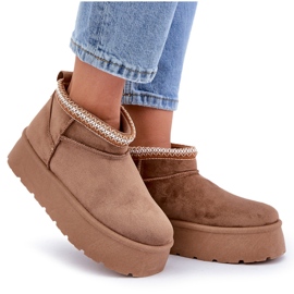 PG2 Botas de nieve con plataforma y bordado decorativo. marrón 10