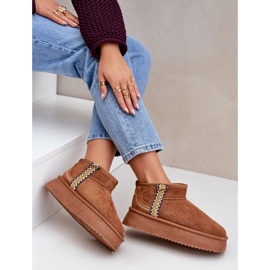 Botas de nieve con plataforma y estampado camel marrón 6