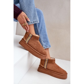 Botas de nieve con plataforma y estampado camel marrón 5