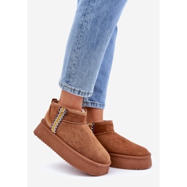 Botas de nieve con plataforma y estampado camel marrón 1