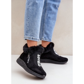 Zapatillas De Mujer Botines Con Piel, Negro 2