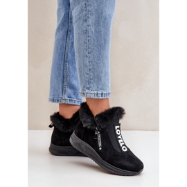 Zapatillas De Mujer Botines Con Piel, Negro 3