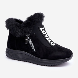 Zapatillas De Mujer Botines Con Piel, Negro 4