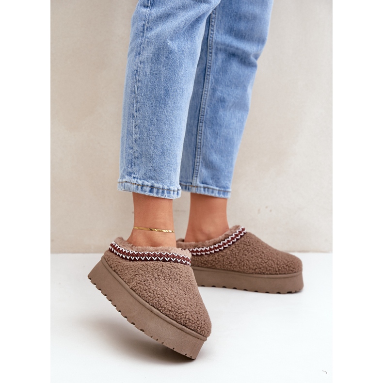 Botas de nieve con plataforma de piel de oveja marrón con piel 2