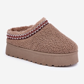 Botas de nieve con plataforma de piel de oveja marrón con piel 4