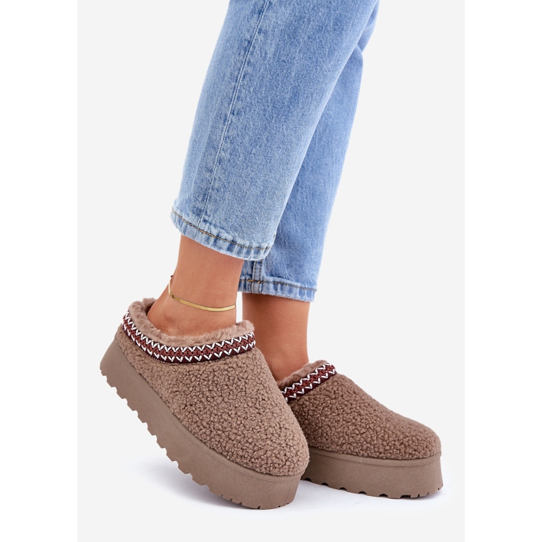 Botas de nieve con plataforma de piel de oveja marrón con piel 1