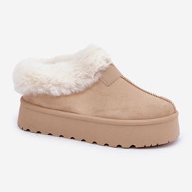Botas de nieve bajas con pelo en la plataforma Eco Suede, beige claro 4