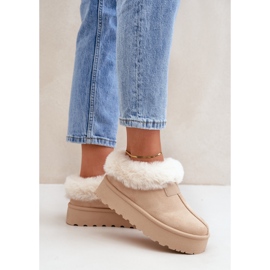 Botas de nieve bajas con pelo en la plataforma Eco Suede, beige claro 3