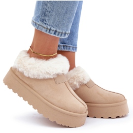 Botas de nieve bajas con pelo en la plataforma Eco Suede, beige claro 9