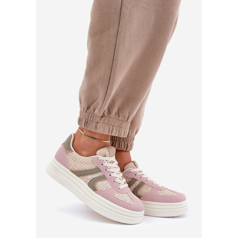 Zapatillas De Mujer Con Plataforma Trenzada Rosa/Multicolor 1