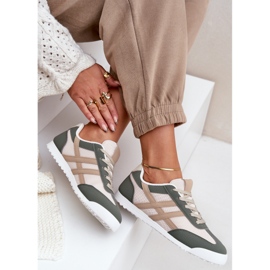 Zapatillas Bajas Mujer Zapatillas Beige y Verde 8