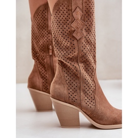 Botas cowboy caladas marrones con tacón alto marrón 6