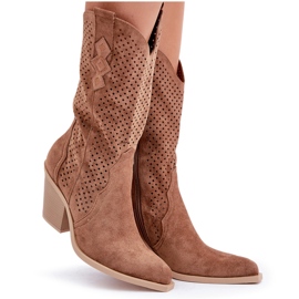 Botas cowboy caladas marrones con tacón alto marrón 10