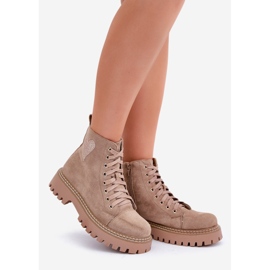Botines de mujer con corazón de purpurina, beige oscuro 1 Botines de mujer con corazón de purpurina, beige oscuro 1