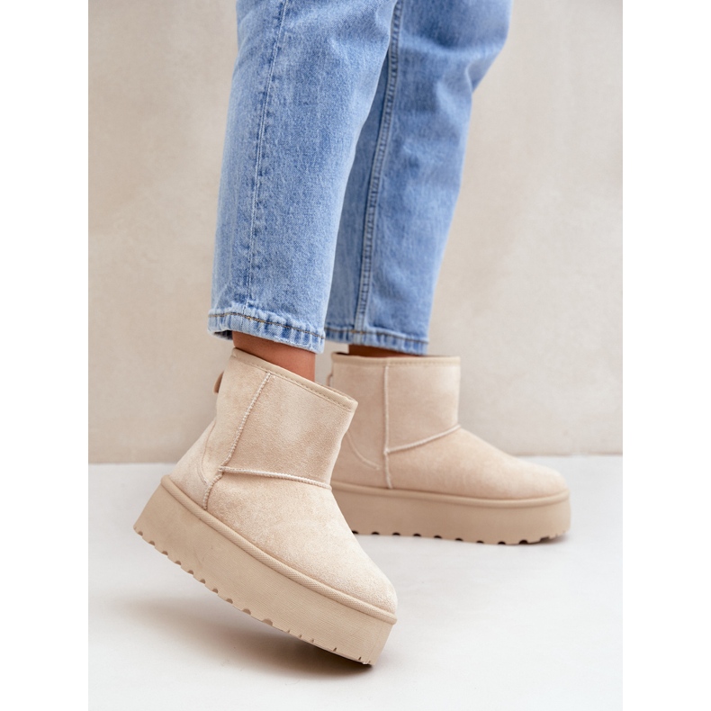 Botas de nieve con plataforma para mujer, beige claro 2 Botas de nieve con plataforma para mujer, beige claro 2