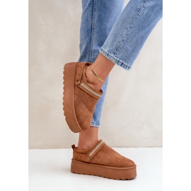 Botas de nieve con bordado decorativo camel. marrón 3
