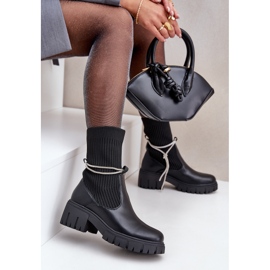 Botines Dinarca negros con calcetín y encaje brillante 6