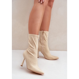 Botines de tejido beige claro 2