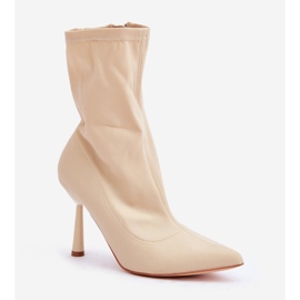 Botines de tejido beige claro 4