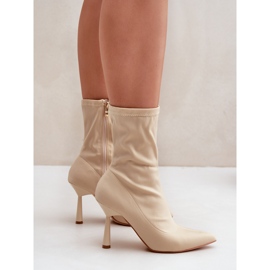 Botines de tejido beige claro 6