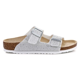 Kalpki Birkenstock Arizona Niños 1022230 Brillo cósmico Blanco plata 6