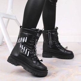 Botas de nieve con cordones en la plataforma Vinceza W JAN167 negro 3