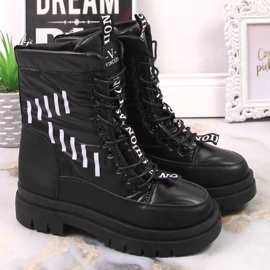 Botas de nieve con cordones en la plataforma Vinceza W JAN167 negro 5