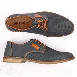 Zapatos cómodos de piel Rieker M RKR576 azul marino 5