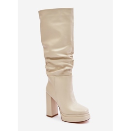 Botas de tacón mujer ecopiel beige 2