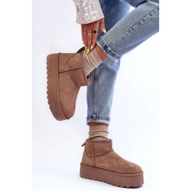 Botas de nieve de gamuza aisladas con piel beige 1