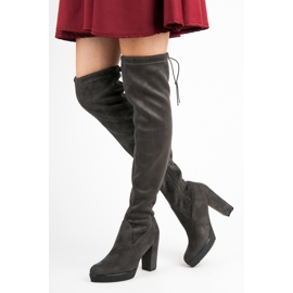 Vices Botas de gamuza hasta el muslo gris 1