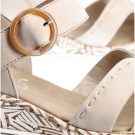 Sandalias cuña cómodas Rieker W RKR595, beige 8