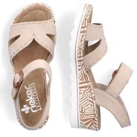 Sandalias cuña cómodas Rieker W RKR595, beige 9