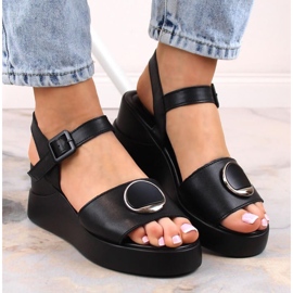 Sandalias con cuña de piel Filippo W DS4411 negro 5