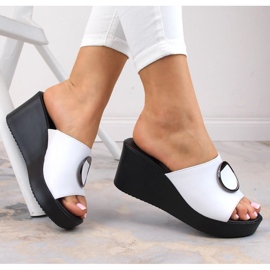 Mules con cuña de piel blanca Filippo DK4610 blanco 4