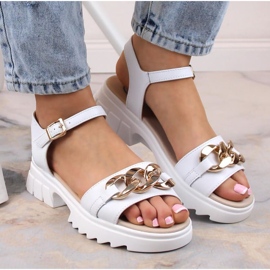 Sandalias de piel con cadena Filippo W DS4614 blanco 4