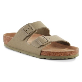 Chanclas de lona vegana con logo de remache Birkenstock 1023958 verde 5