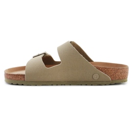 Chanclas de lona vegana con logo de remache Birkenstock 1023958 verde 8