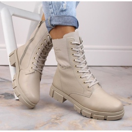 Botas cómodas de piel con aislamiento Rieker W RKR613, beige 4