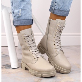 Botas cómodas de piel con aislamiento Rieker W RKR613, beige 7