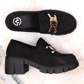 Vinceza W JAN250 Zapatos mocasín tacón alto ante negro 6