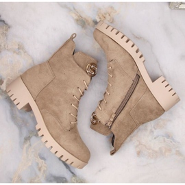 Botines aislantes de ante con tacón alto y plataforma M.Daszyński W SAN22, beige 6