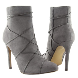 Botas grises de ante gris con tacón de aguja 5
