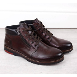 Botas cómodas de piel con aislamiento de lana Rieker M RKR625 marrón 3