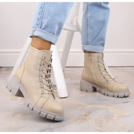 Botas aislantes con cordones y cremallera Jezzi W JEZ422B, beige 3
