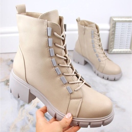 Botas aislantes con cordones y cremallera Jezzi W JEZ422B, beige 5