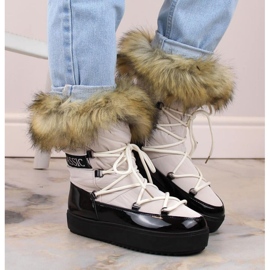 Vinceza W JAN262 botas de nieve con cordones beige y pelo 4