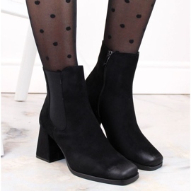 Botines de ante con tacón decorativo Potocki W WOL193A, negro 4